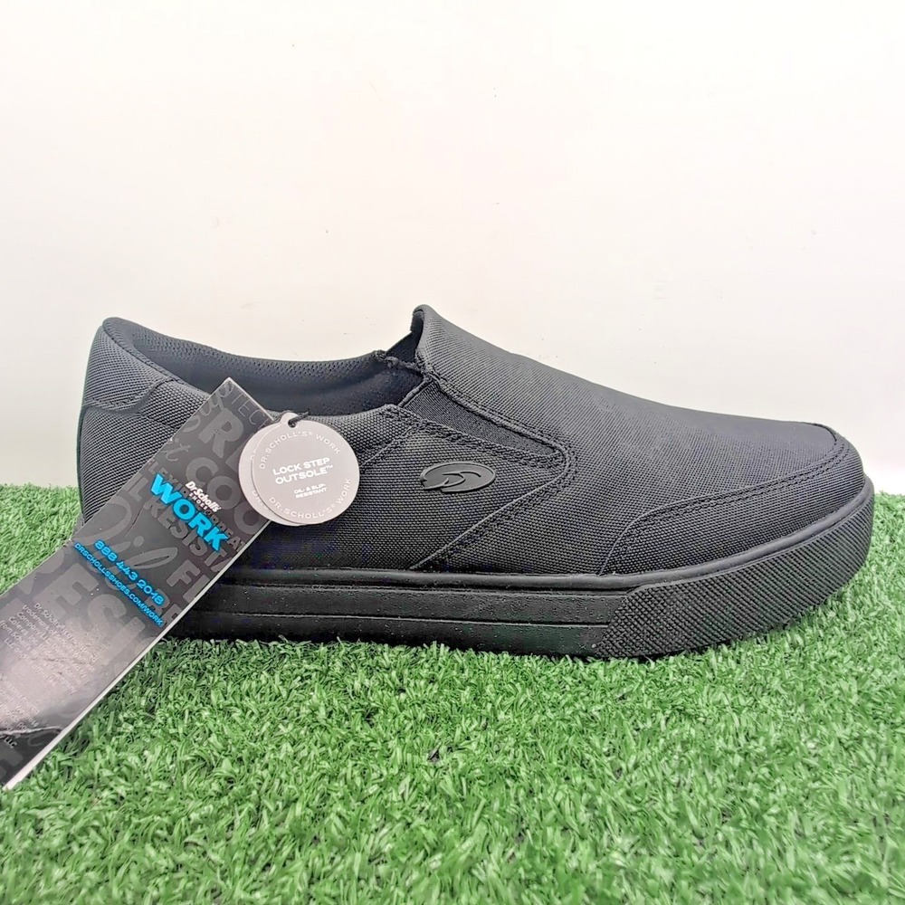 Dr Schollls Valium Shoes Mens 11 M Work Sneakers Flat Black Fabric Slip On - Picture 9 of 11